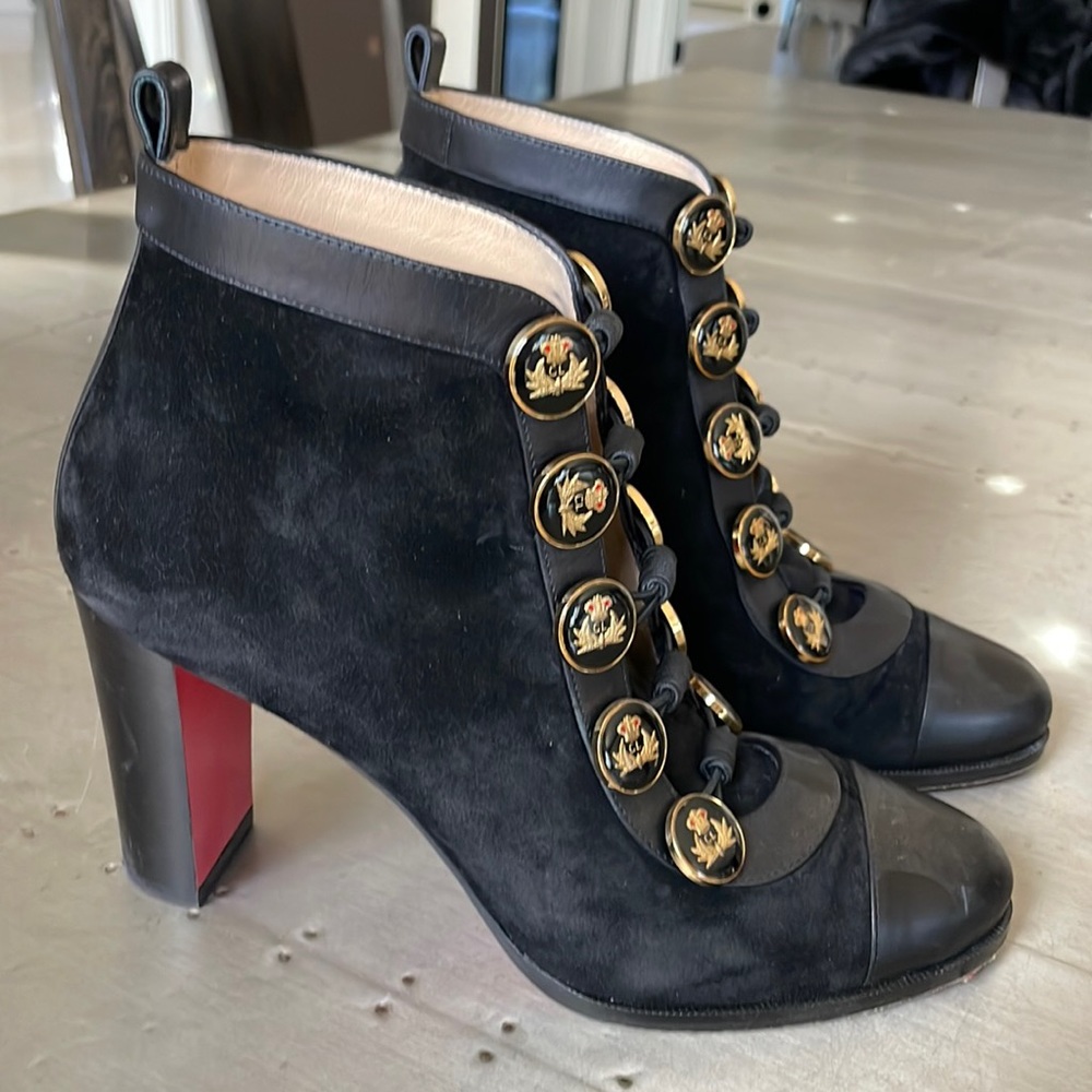 christian louboutin caval 85 boot suede bootie sz 38.5 preowned